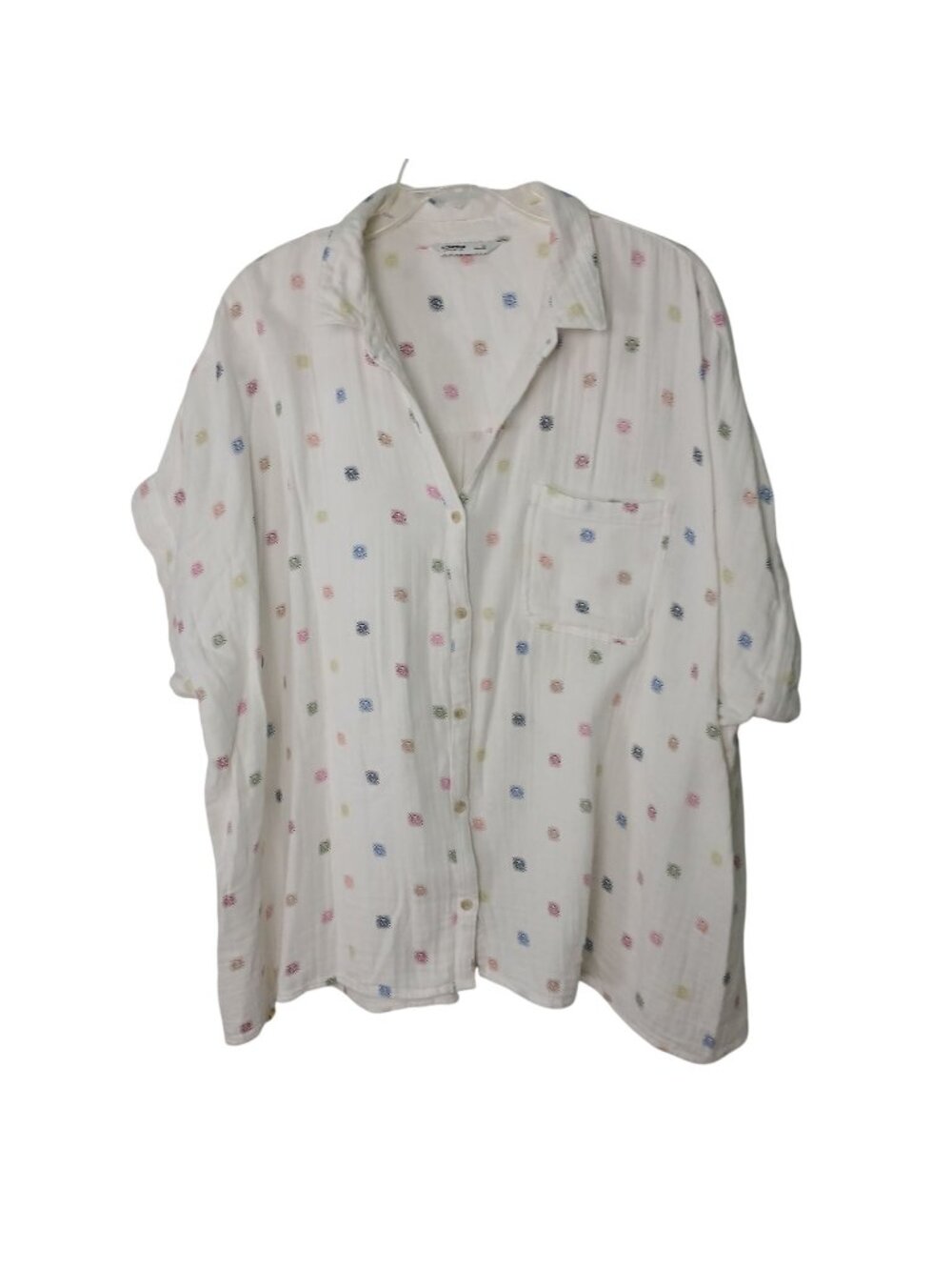 Sonoma Womens 3X White Button Shirt W/ Colorful Sun Print 100% Cotton #I-8